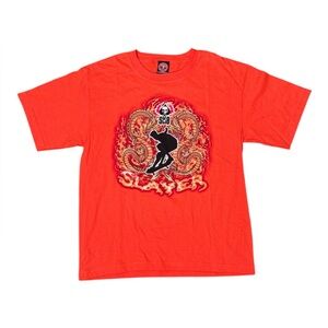 RudeBoyz Shirt Skate Slayer Orange Graphic Print Flames Dragons Youth XL Vintage